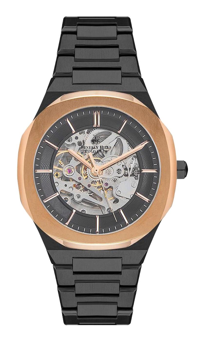 Beverly Hills Polo Club BP3134X060 Takvimli 43 mm Siyah Çelik Kordon Analog Kol Saati