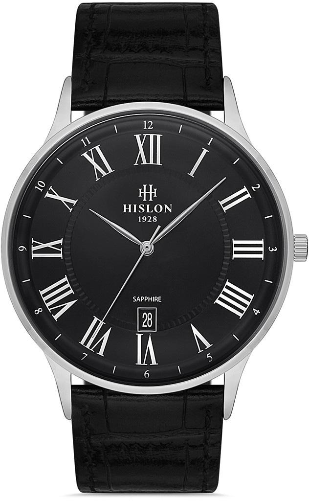 Hislon CL123S-04BS Takvimli 42 mm Siyah Deri Kordon Analog Erkek Kol Saati