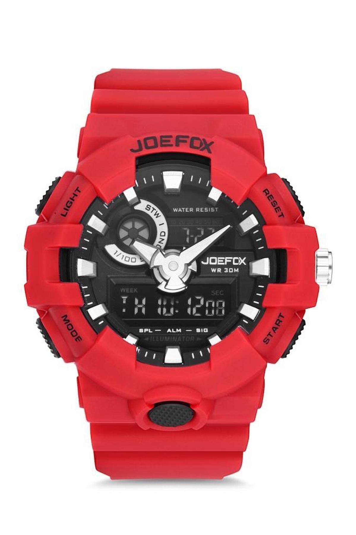 Joefox JFX1708ARD Takvimli Kırmızı Plastik Kordon Analog Erkek Kol Saati