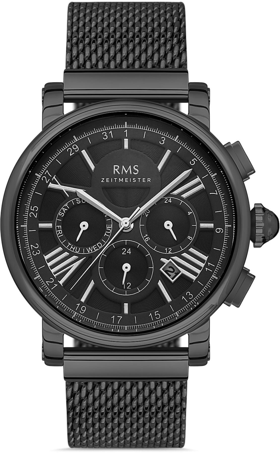 Romanson RMS.1.AG1135.05 Takvimli 42 mm Siyah Çelik Kordon Analog Kol Saati