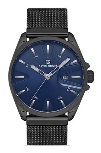 David Guner DG-8295GC-V3 Takvimli 42 mm Siyah Çelik Kordon Analog Kol Saati