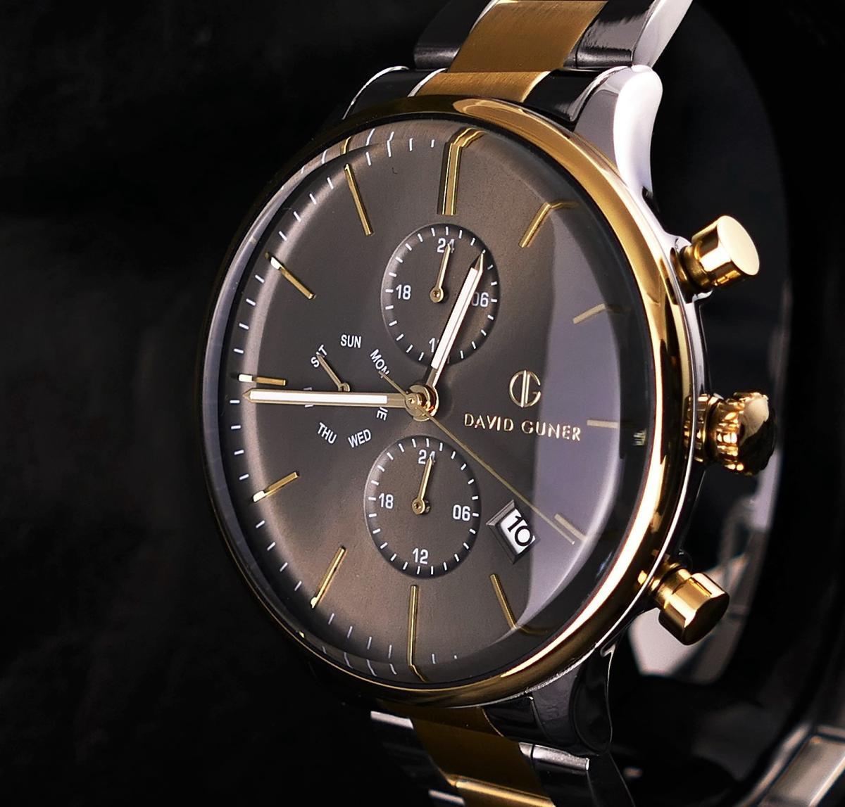 David Guner DG-8188GA-D9 Takvimli 44 mm Siyah Çelik Kordon Analog Kol Saati