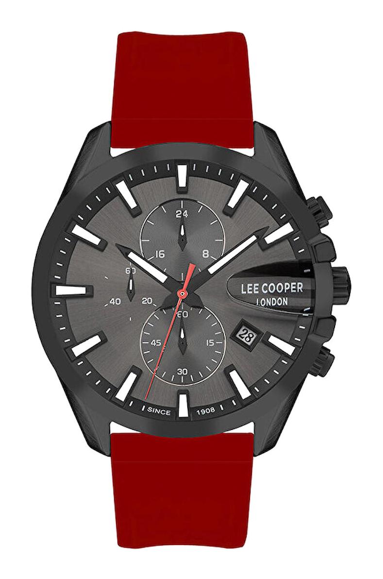 Lee Cooper LC07522.658 Takvimli 44 mm Kırmızı Plastik Kordon Analog Erkek Kol Saati