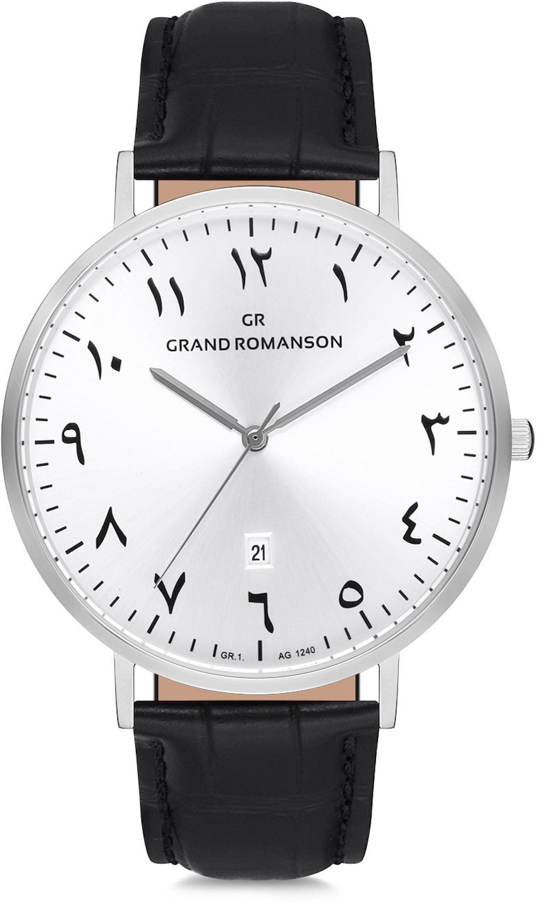 Romanson GR.1.AG1240.19 Takvimli 42 mm Siyah Deri Kordon Analog Kol Saati