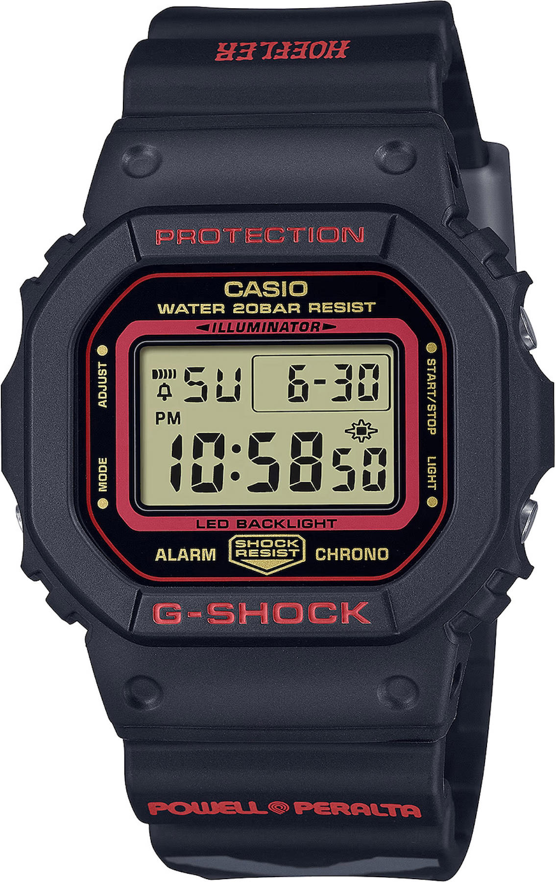 Casio DW-5600KH-1D Takvimli 43 mm Siyah Silikon Kordon Dijital Kol Saati