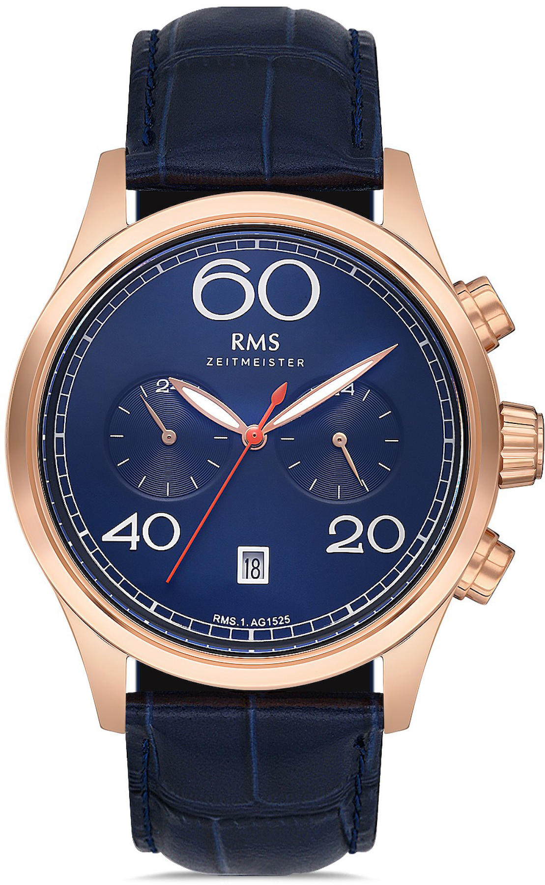Romanson RMS.1.AG1525.06 Takvimli 45 mm Lacivert Deri Kordon Analog Kol Saati