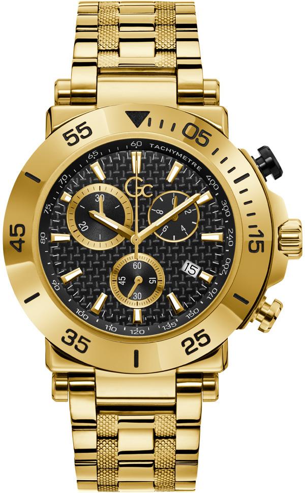 Gc GCY70004G2MF Takvimli 44 mm Altın Çelik Kordon Analog Erkek Kol Saati