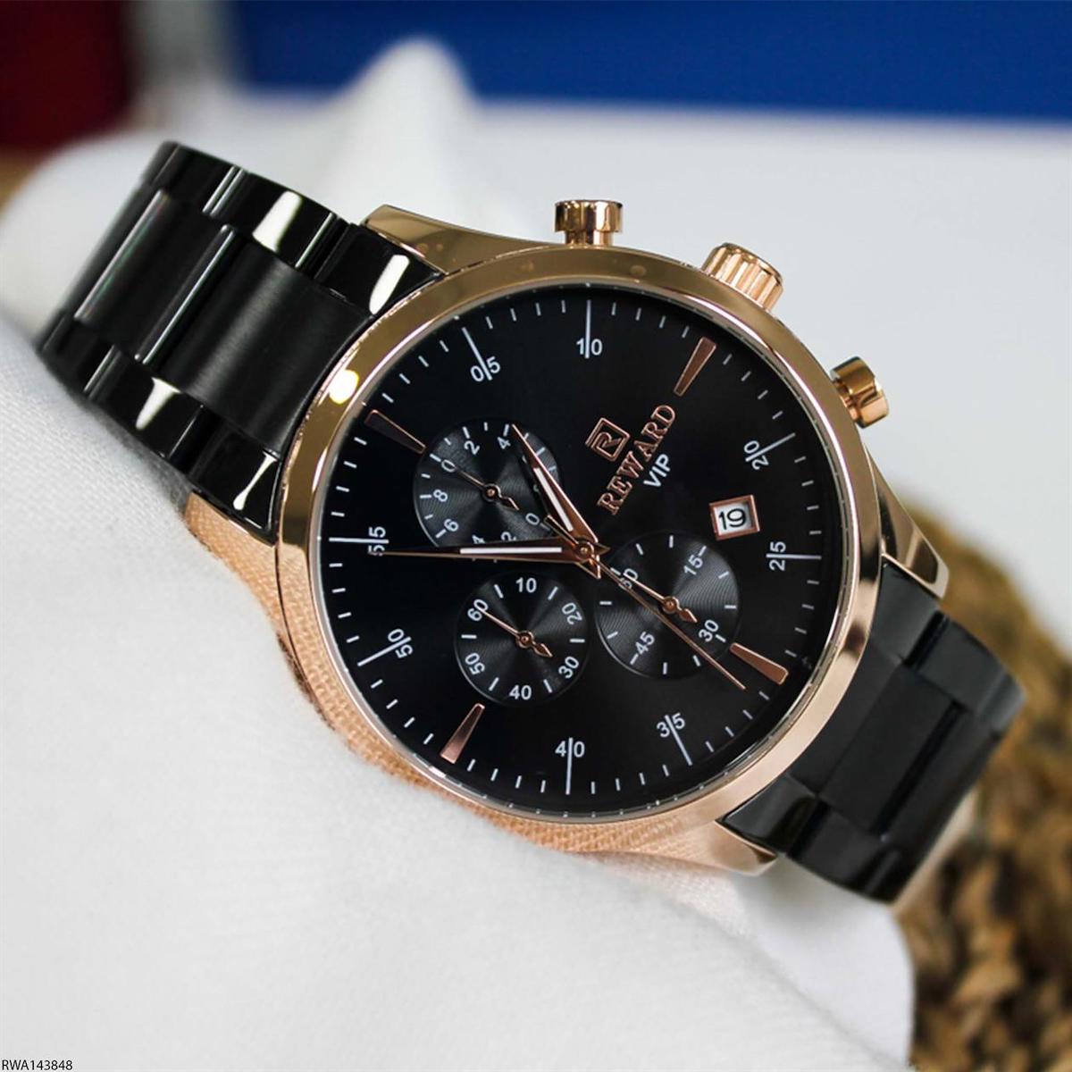 Reward RWA143848 Takvimli 44 mm Siyah Çelik Kordon Analog Erkek Kol Saati