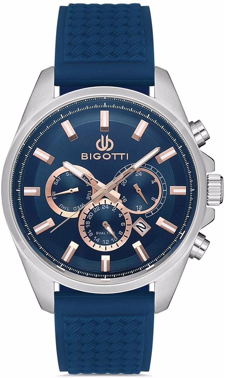 Bigotti BG.1.10289.2 Takvimli 45 mm Lacivert Silikon Kordon Analog Kol Saati