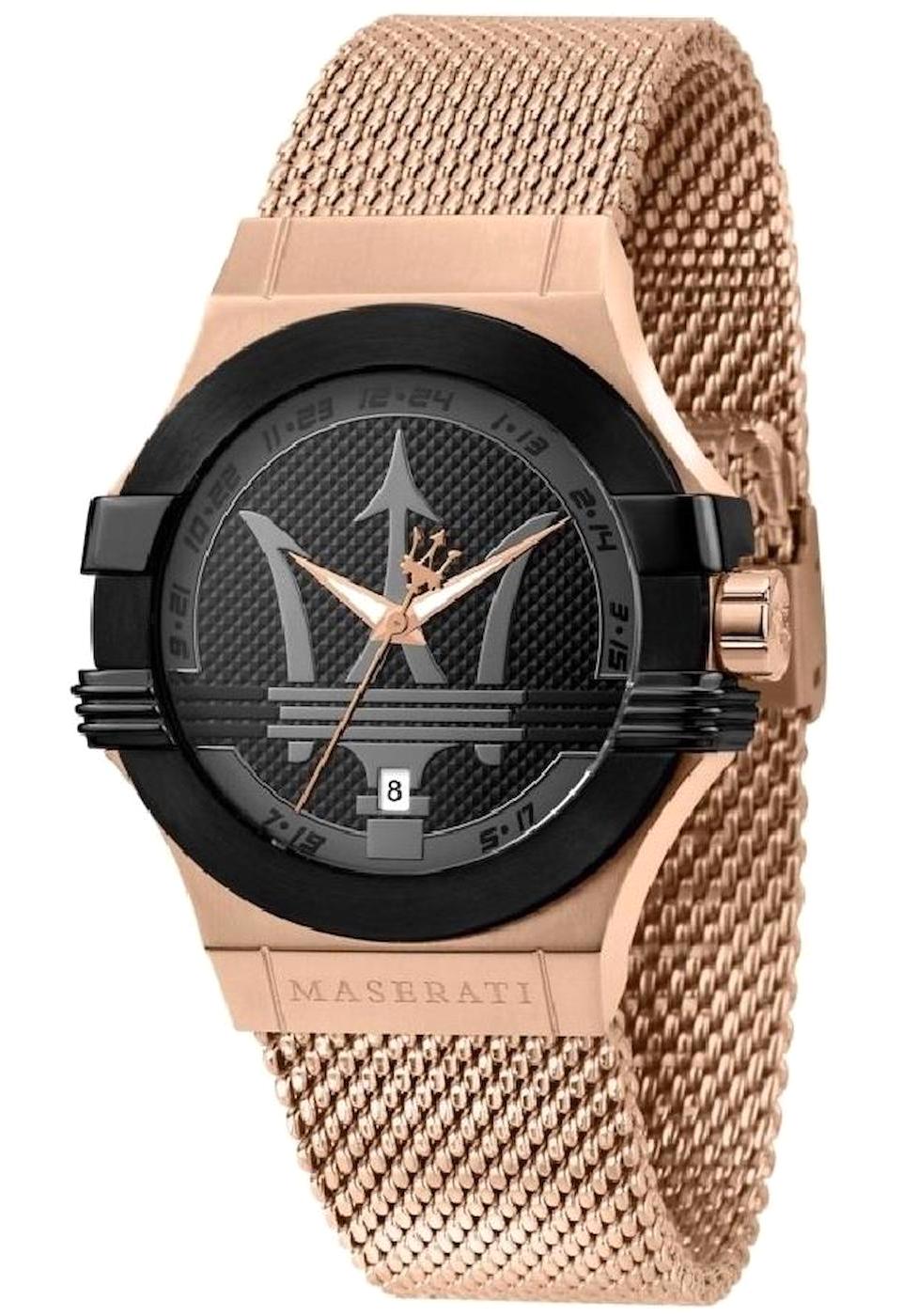 Maserati R8853108009 Takvimli 42 mm Rose Gold Hasır Kordon Analog Erkek Kol Saati
