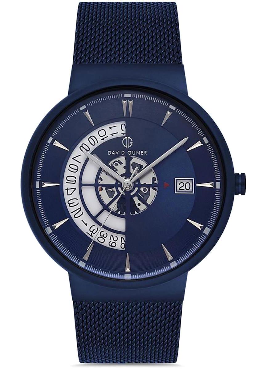 David Guner DG-8309GC-H3E Takvimli 42 mm Lacivert Çelik Kordon Analog Erkek Kol Saati