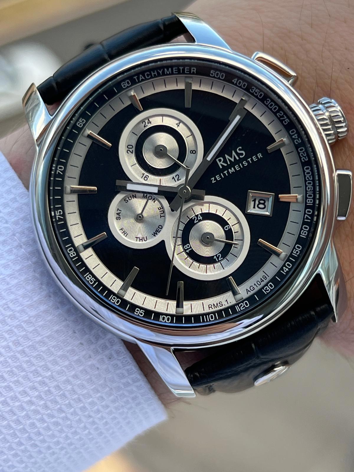 Romanson AG1049.07 Takvimli Siyah Deri Kordon Analog Erkek Kol Saati