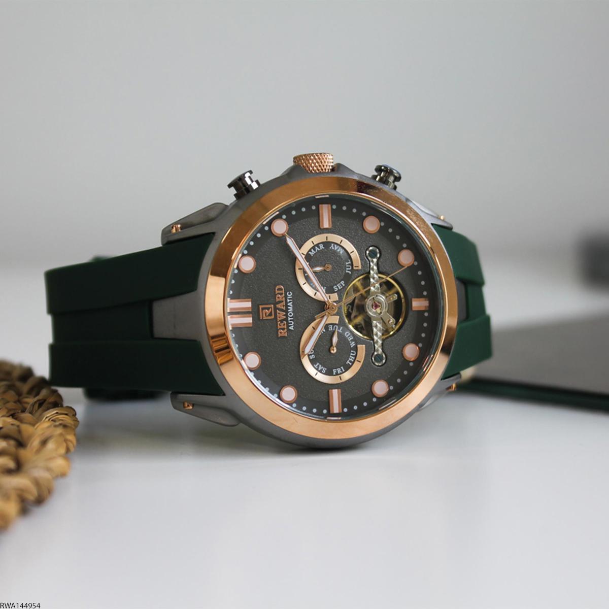 Reward RWA144954 Takvimli 48 mm Yeşil Silikon Kordon Analog Erkek Kol Saati