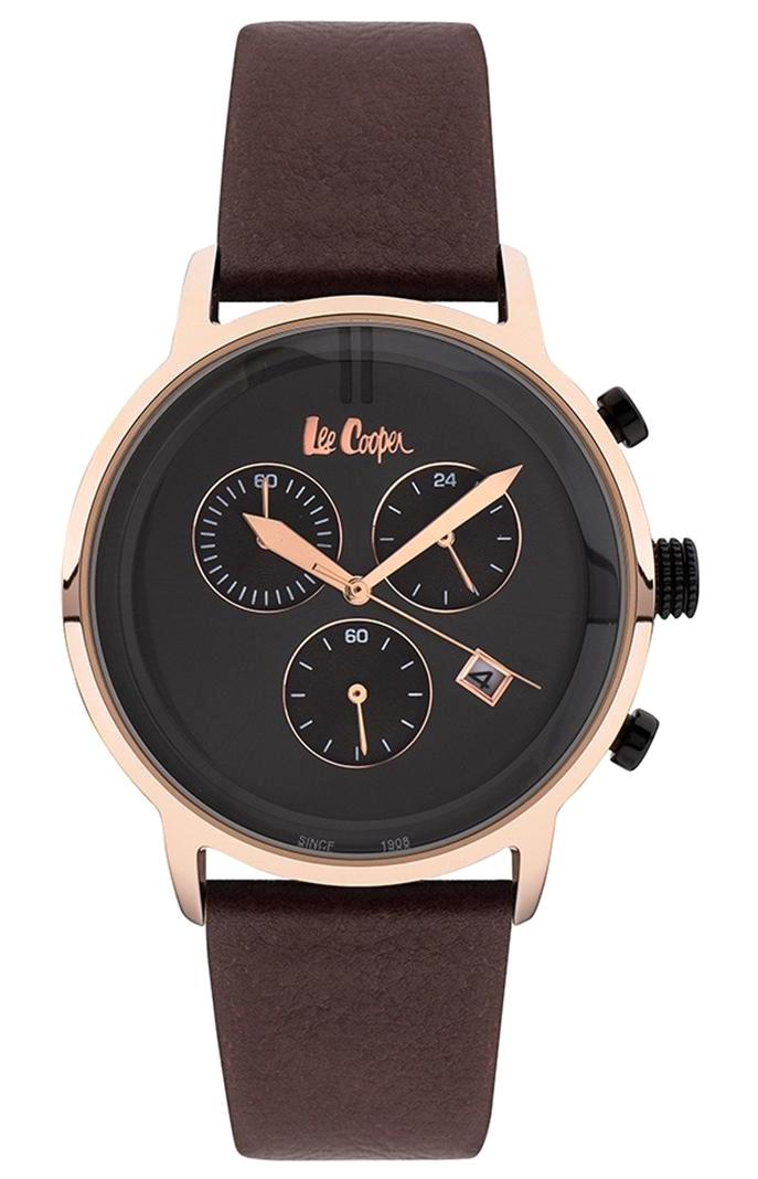 Lee Cooper 6986 462 Takvimli Kahverengi Deri Kordon Analog Erkek Kol Saati