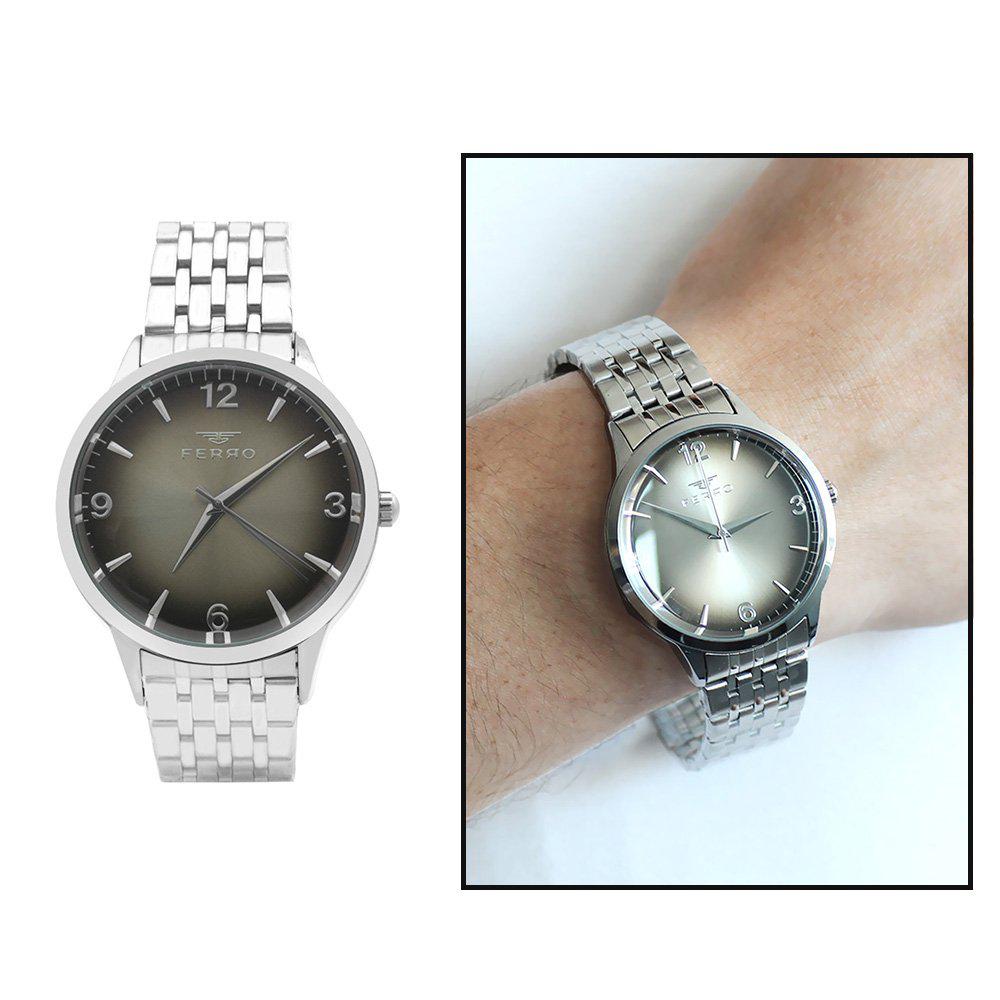 Ferro TH-F11932A-A2 Takvimli 44 mm Çelik Kordon Analog Erkek Kol Saati