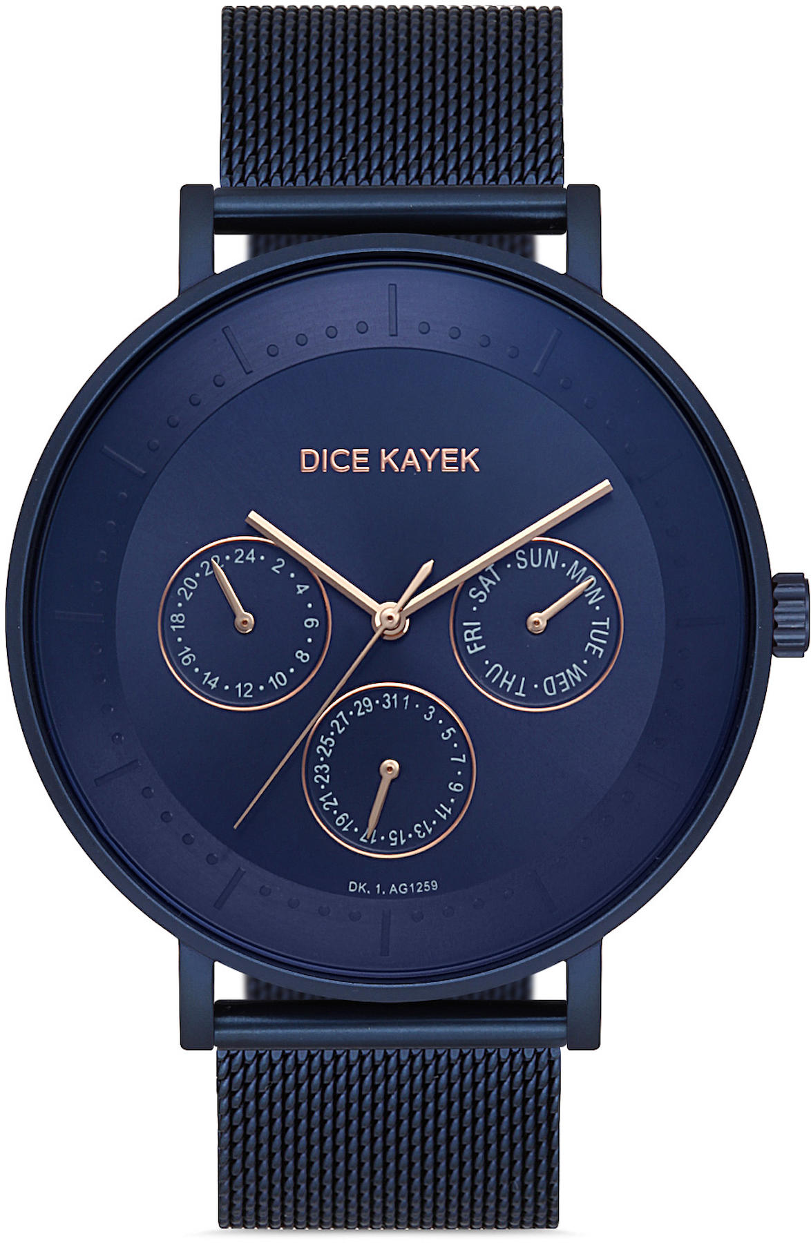 Dice Kayek DK.1.AG1259.07 Takvimli 42 mm Mavi Metal Kordon Analog Kol Saati