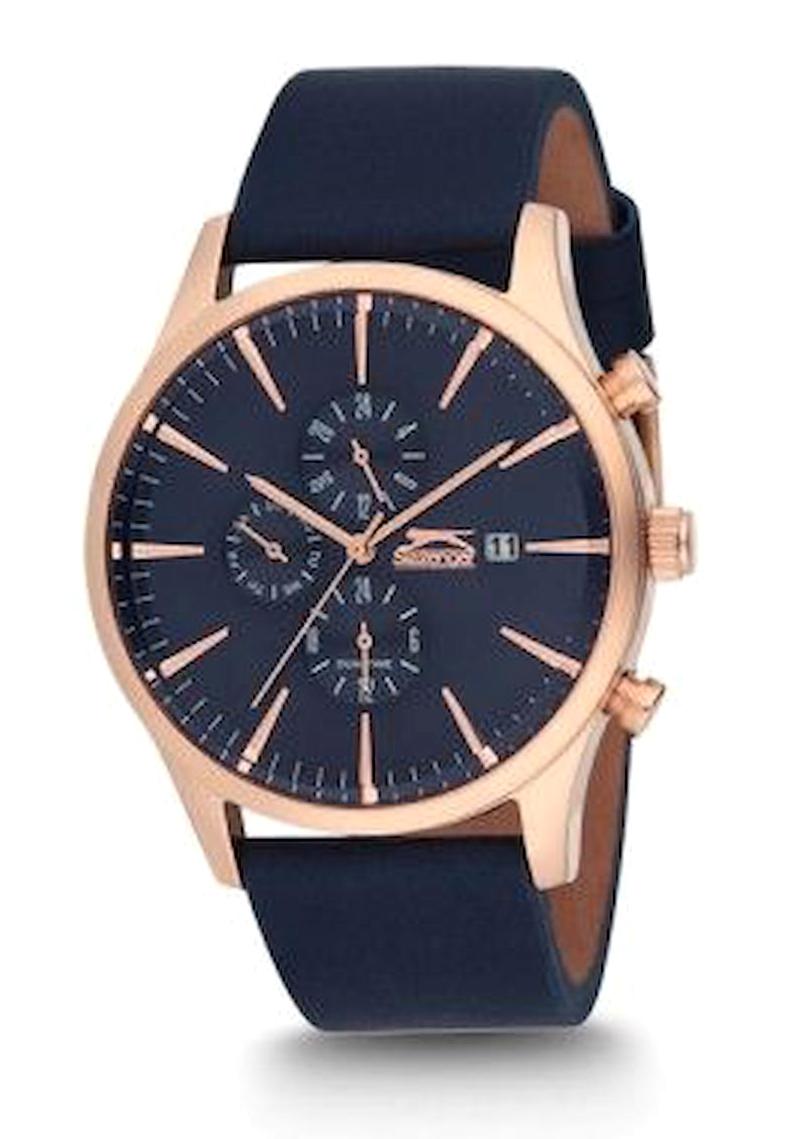 Slazenger SL.09.1127.2.05 Takvimli 46 mm Lacivert Deri Kordon Analog Erkek Kol Saati