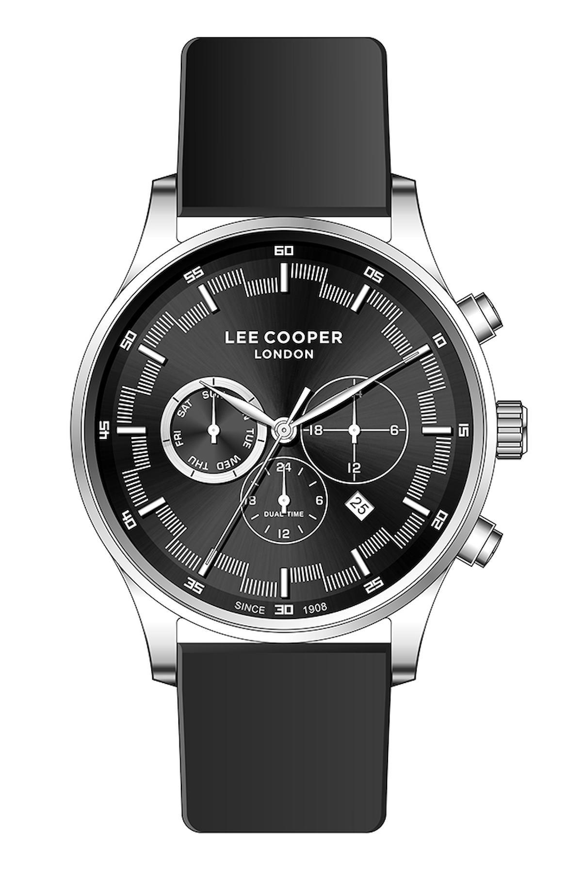 Lee Cooper LC07520.351-NM Takvimli 44 mm Siyah Plastik Kordon Analog Kol Saati