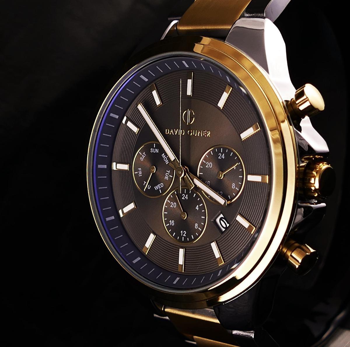 David Guner DG8189GA-D9 Takvimli 44 mm Siyah Çelik Kordon Analog Kol Saati