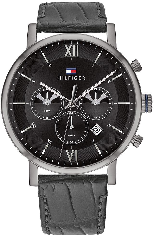 Tommy Hilfiger TH1710395 Takvimli 44 mm Siyah Deri Kordon Analog Erkek Kol Saati