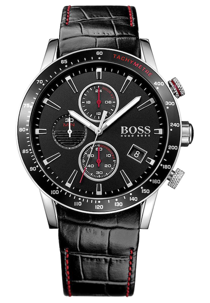 Hugo Boss HB1513390 Pusulalı Takvimli 44 mm Siyah Deri Kordon Analog Erkek Kol Saati