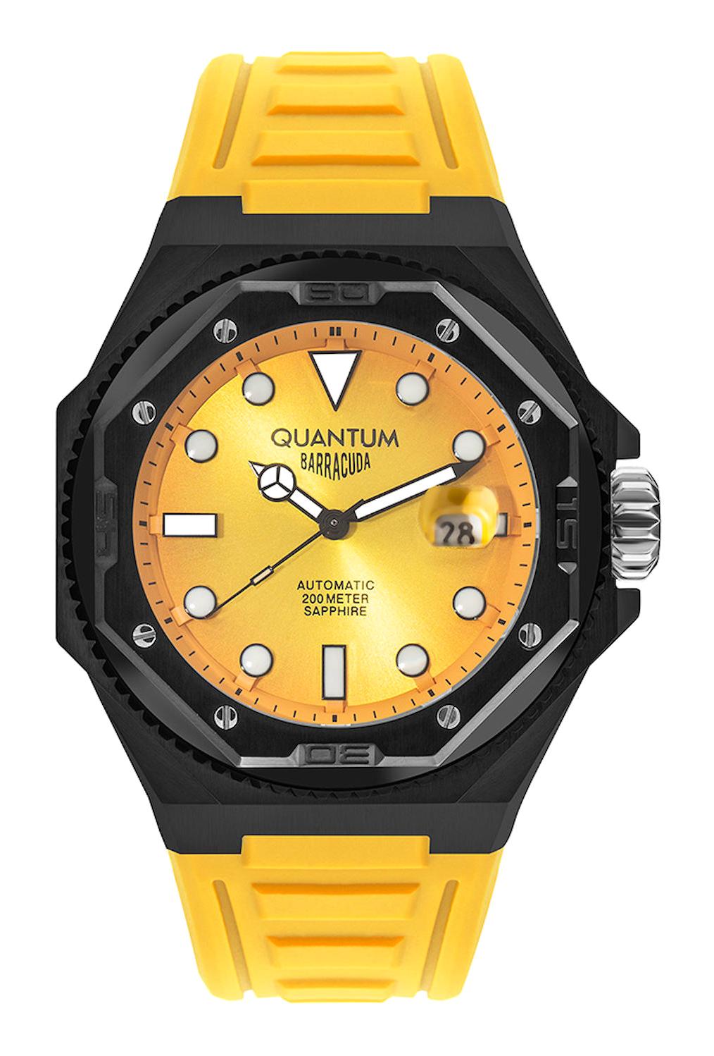 Quantum BAR1091.614 Takvimli 46-50 mm Sarı Silikon Kordon Analog Erkek Kol Saati