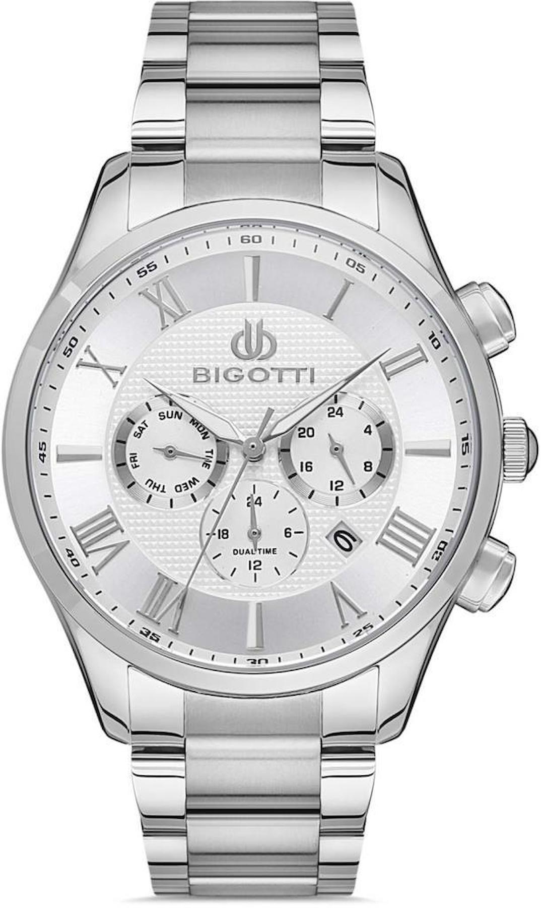 Bigotti BG.1.10325.1 Takvimli 44 mm Çelik Kordon Analog Erkek Kol Saati