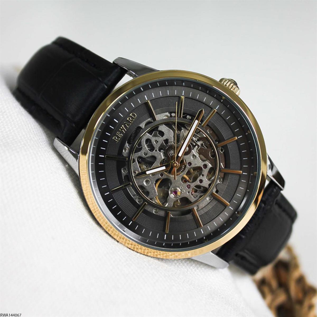 Reward RWA144067 45 mm Siyah Deri Kordon Analog Erkek Kol Saati