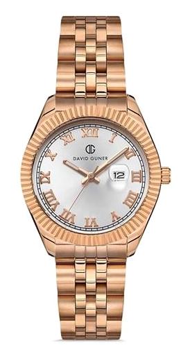 David Guner DG-8086LA-C1 Takvimli 35 mm Rose Gold Çelik Kordon Analog Kol Saati