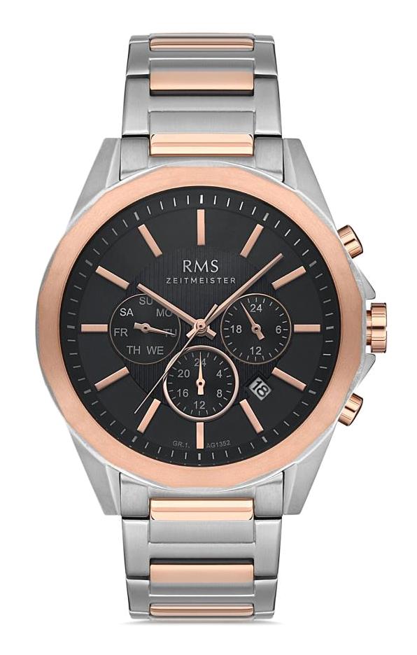 Romanson GR.1.AG1352.03 Takvimli 45 mm Gri-Rose Gold Çelik Kordon Analog Erkek Kol Saati