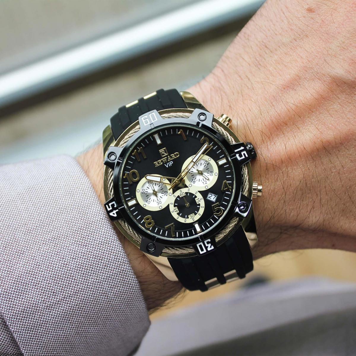 Reward RWA144996 Takvimli 47 mm Siyah Silikon Kordon Analog Erkek Kol Saati