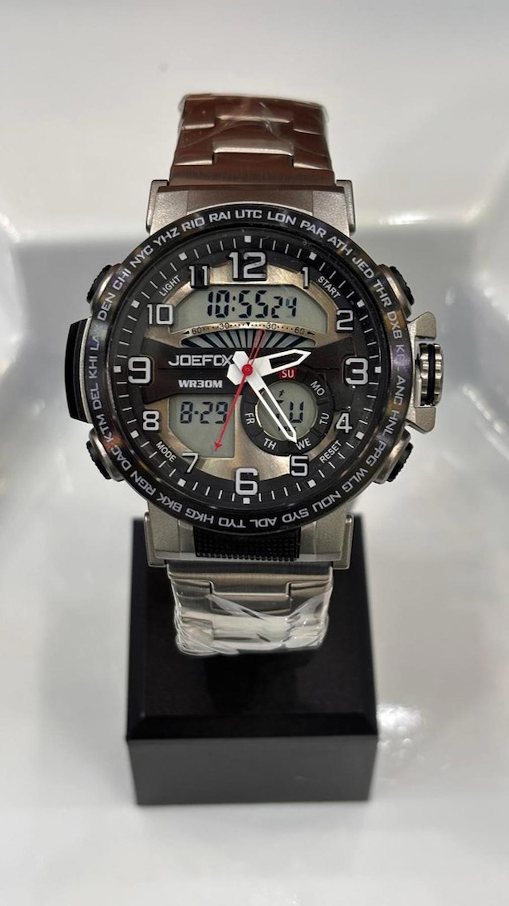 Joefox MD010 Takvimli 55 mm Çelik Kordon Analog Erkek Kol Saati