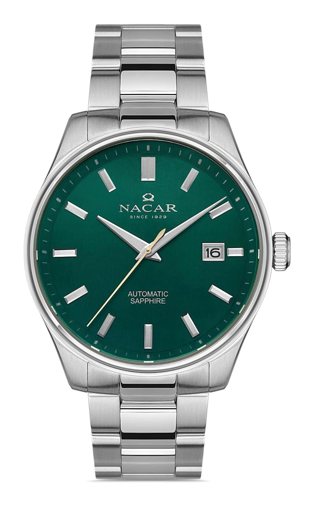 Nacar 172930283ANM Takvimli 44 mm Çelik Kordon Analog Kol Saati