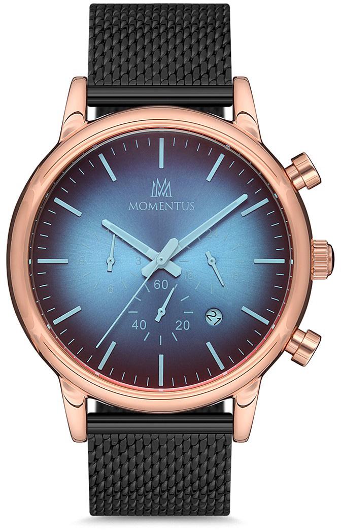 Momentus CC235R-10SX Takvimli 44 mm Siyah Çelik Kordon Analog Kol Saati