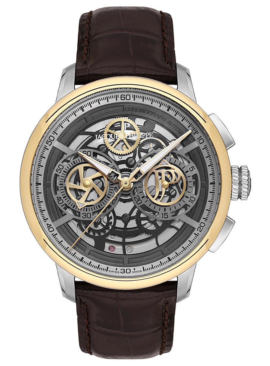 Jacques Philippe JPAGC2101X3 Takvimli 45 mm Kahverengi Deri Kordon Analog Erkek Kol Saati