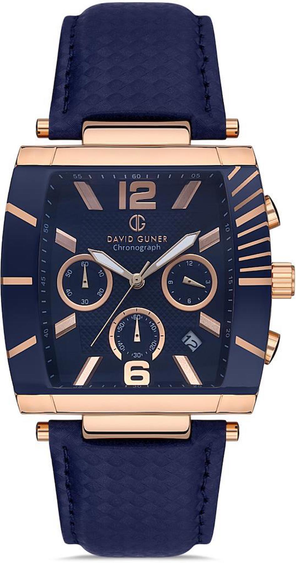 David Guner DG-8056GB-T3 Takvimli 42 mm Lacivert Metal Kordon Analog Erkek Kol Saati
