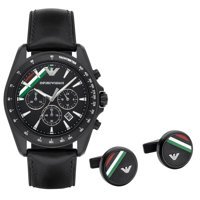 Emporio Armani AR8036 Takvimli 44 mm Siyah Deri Kordon Analog Kol Saati