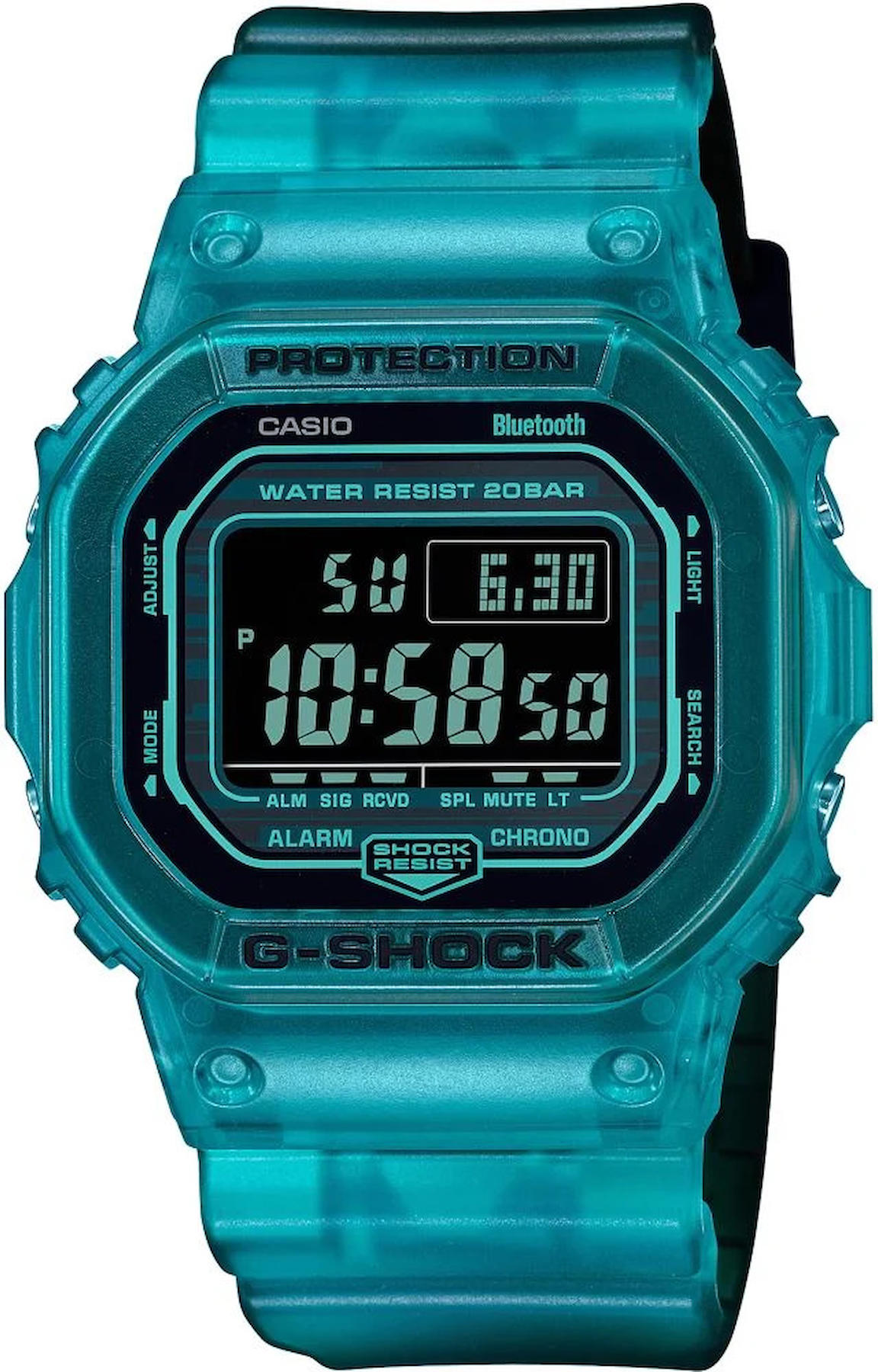 Casio DW-B5600G-2D Takvimli 43 mm Mavi Silikon Kordon Dijital Kol Saati