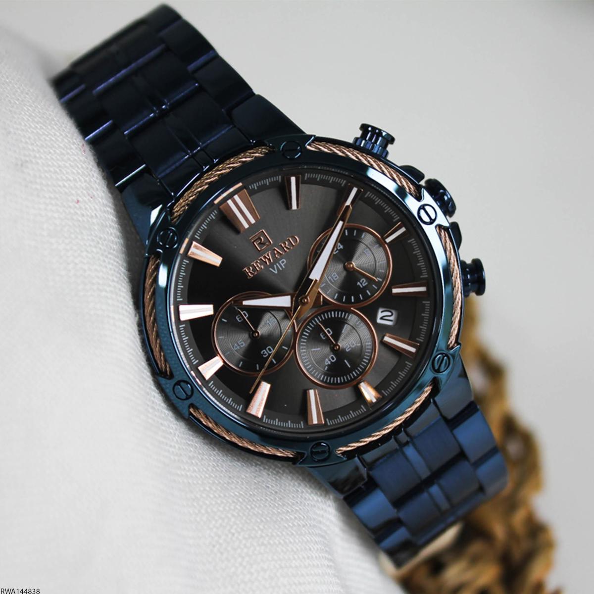 Reward RWA144838 Takvimli 43 mm Lacivert Çelik Kordon Analog Erkek Kol Saati