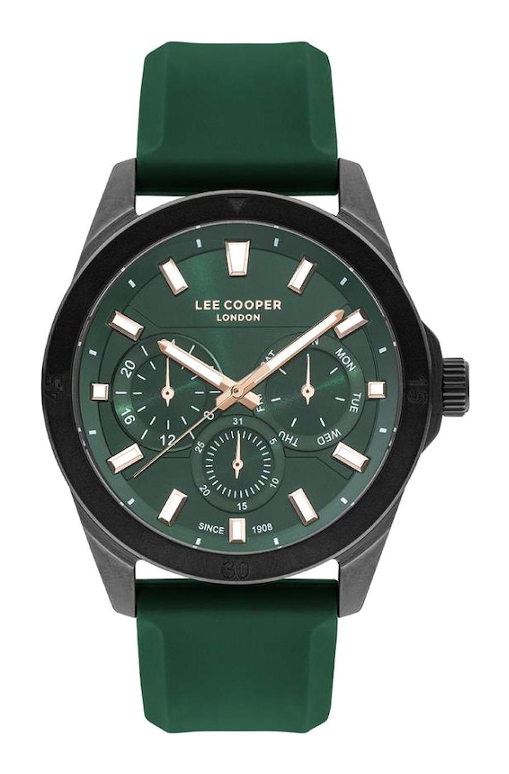 Lee Cooper LC07626.677 Takvimli 45 mm Yeşil Silikon Kordon Analog Erkek Kol Saati