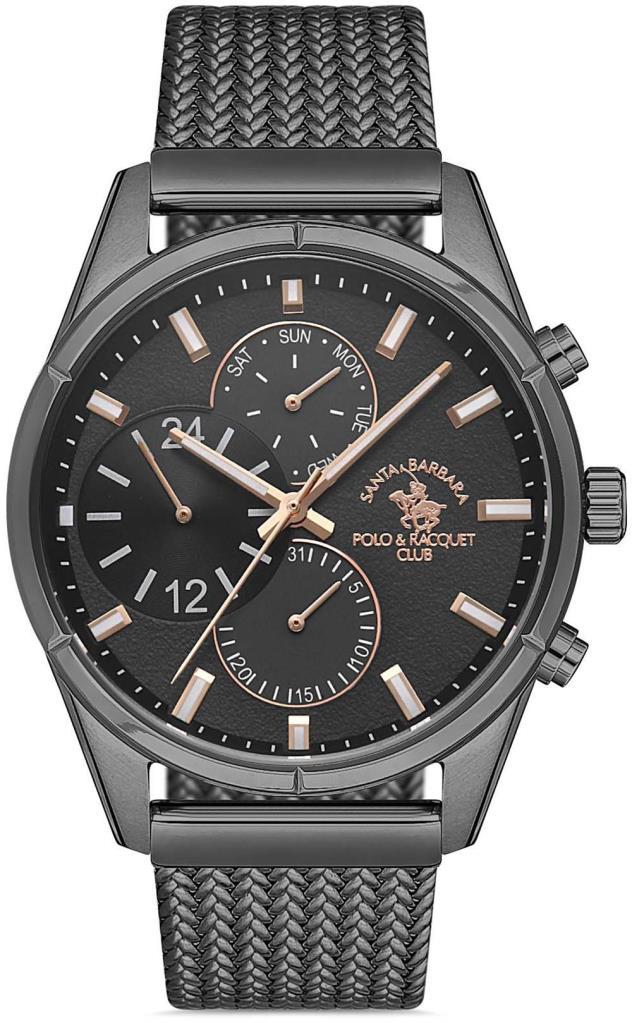 Santa Barbara Polo & Racquet Club SB.1.10295.5 Takvimli 44 mm Siyah Çelik Kordon Analog Erkek Kol Saati