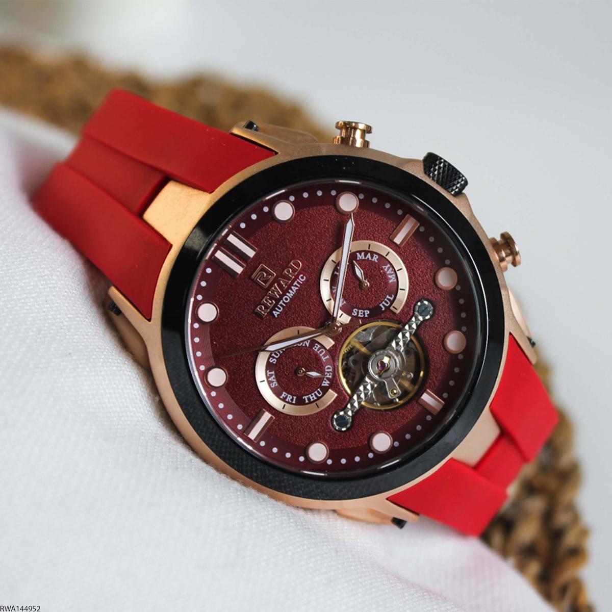 Reward RWA144952 Takvimli 48 mm Kırmızı Silikon Kordon Analog Erkek Kol Saati