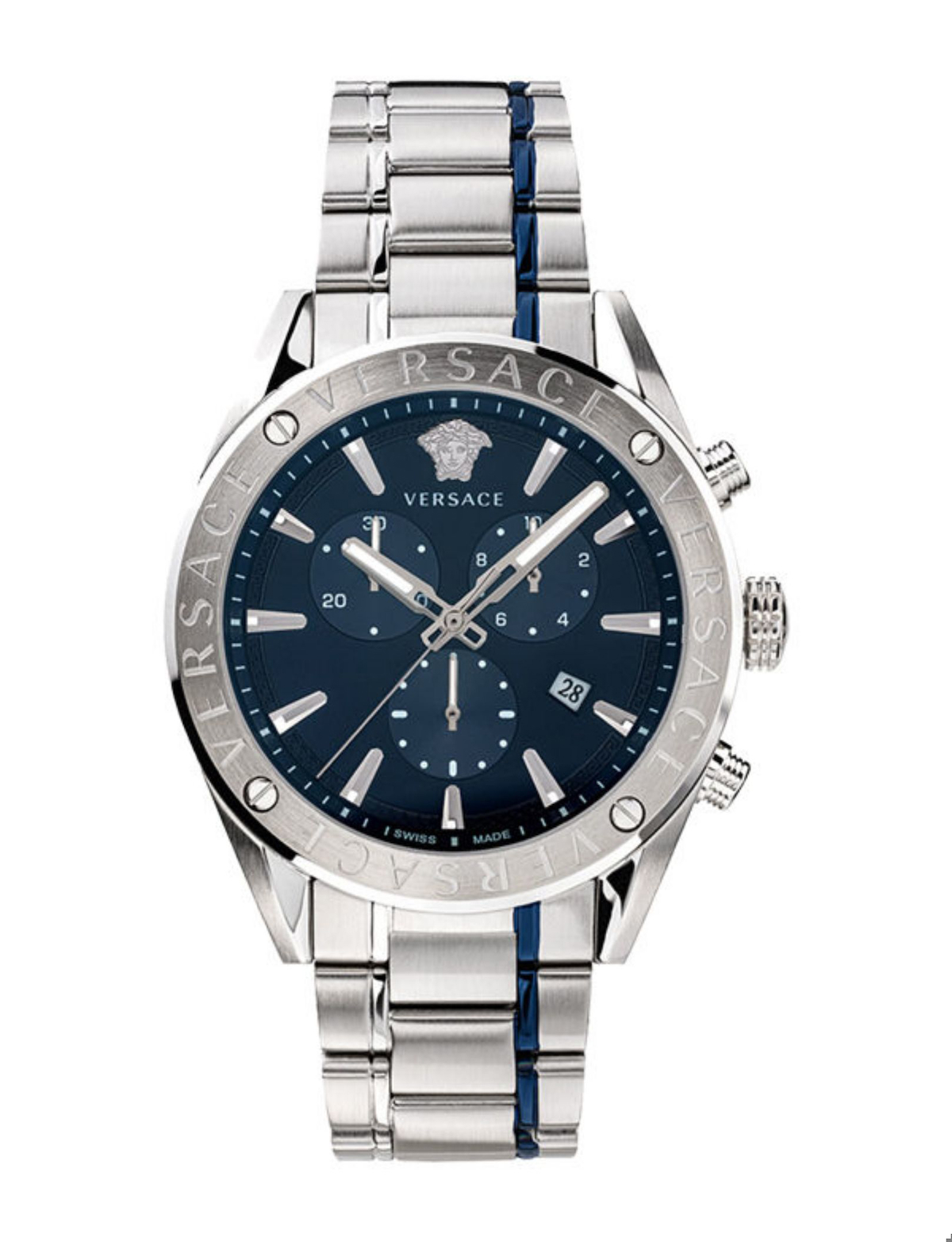 Versace VRSCVEHB00519 Takvimli 44 mm Çelik Kordon Analog Kol Saati
