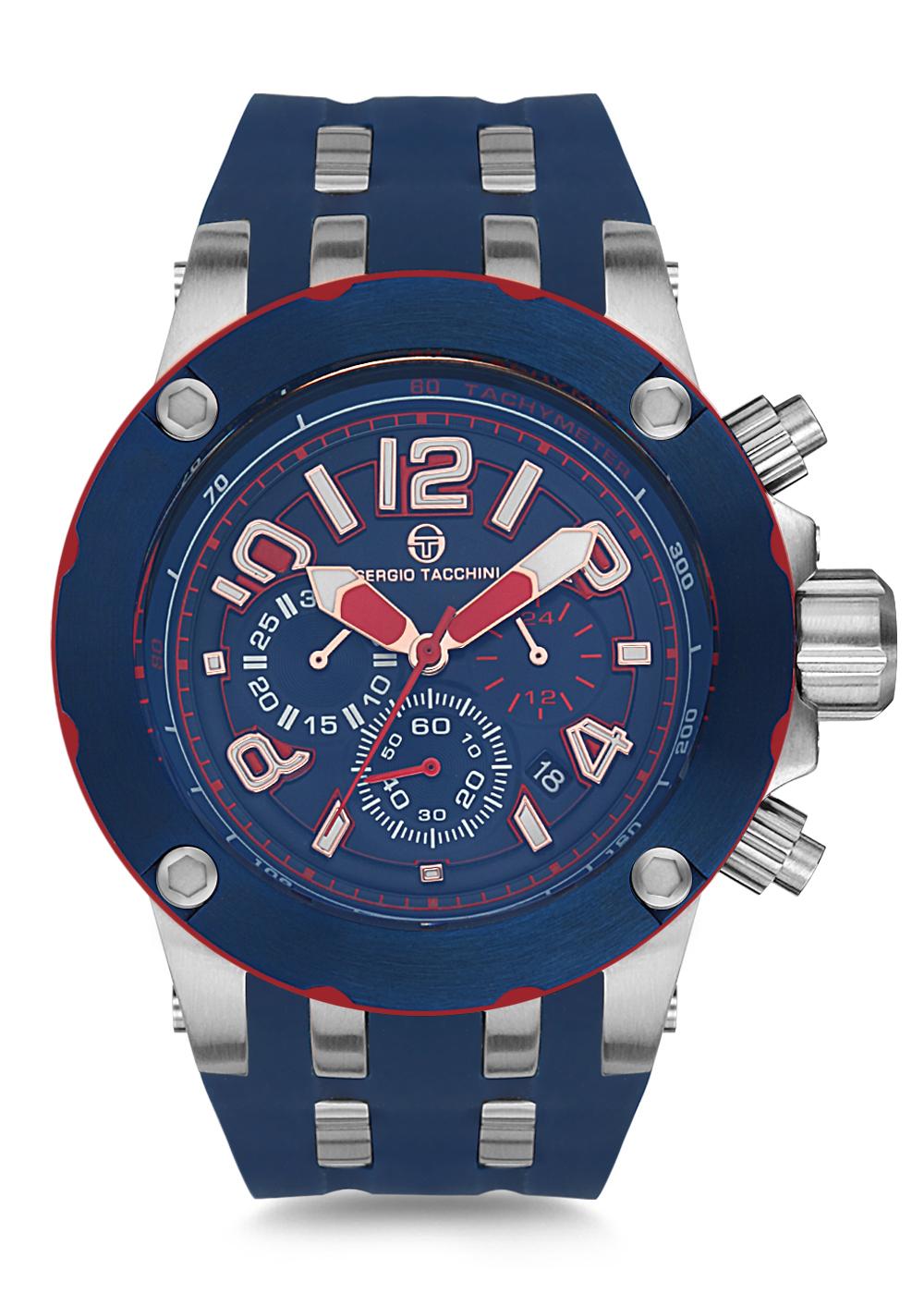 Sergio Tacchini ST.9.108.05 Takvimli Gri-Lacivert Silikon Kordon Analog Kol Saati