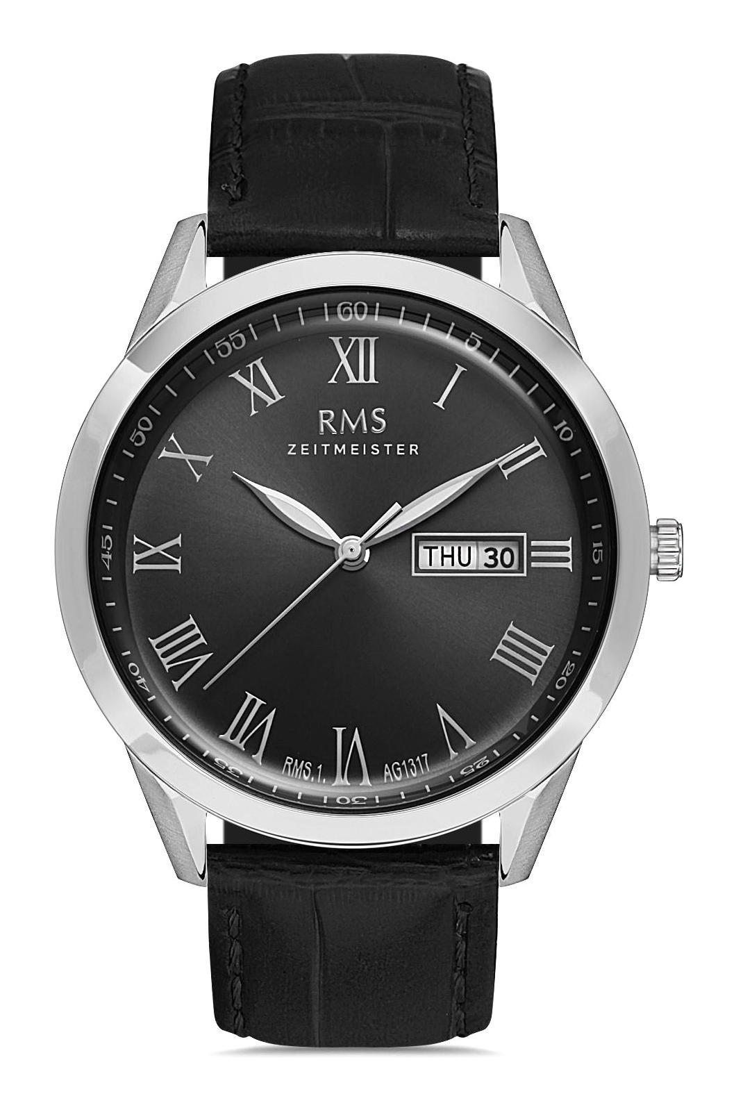 Romanson RMS.1.AG1317.01 Takvimli Siyah Deri Kordon Analog Erkek Kol Saati