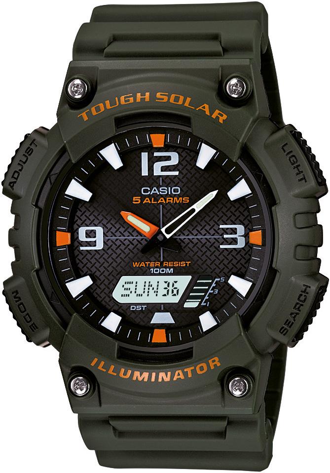 Casio AQ-S810W-3A Takvimli 46.6 mm Yeşil Silikon Kordon Analog Kol Saati