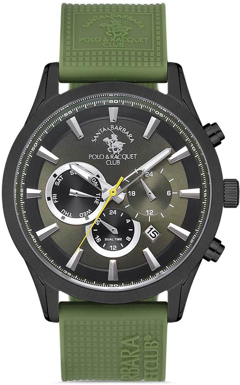 Santa Barbara Polo & Racquet Club SB.1.10214.5 Takvimli 43 mm Yeşil Silikon Kordon Analog Kol Saati
