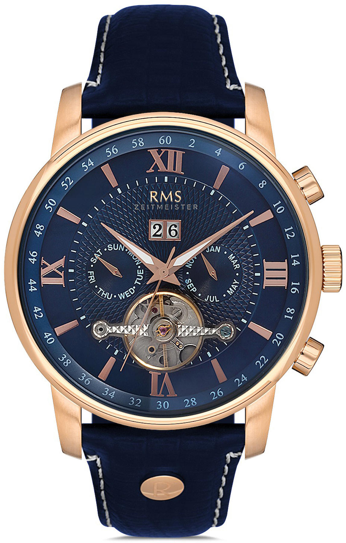 Romanson RMS.1.AG1046.12 Takvimli 42 mm Siyah Deri Kordon Analog Kol Saati