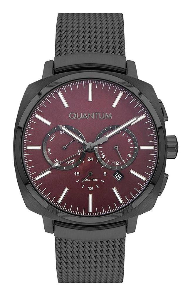 Quantum HNG929.080 Takvimli 45 mm Füme Çelik Kordon Analog Erkek Kol Saati
