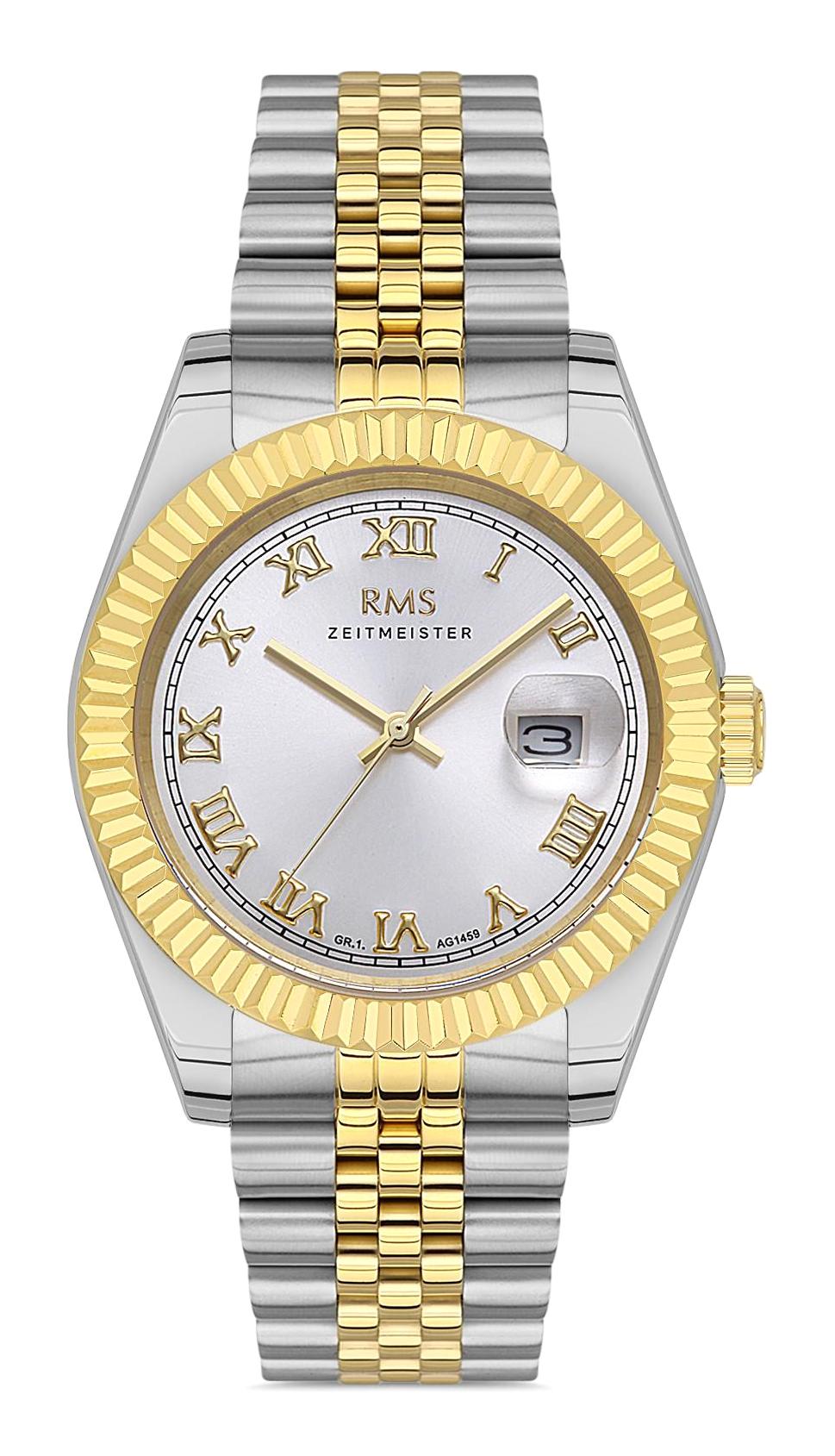 Romanson RMS.1.AG1459.04 Takvimli Altın-Çelik Kordon Analog Erkek Kol Saati